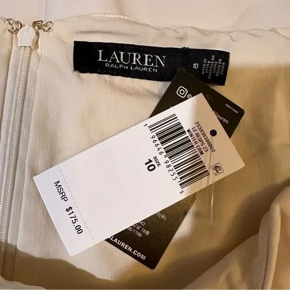 Lauren Ralph Lauren Off-Shoulder Dress – Size 10 – NWT – Mascarpone Cream - Picture 11 of 11